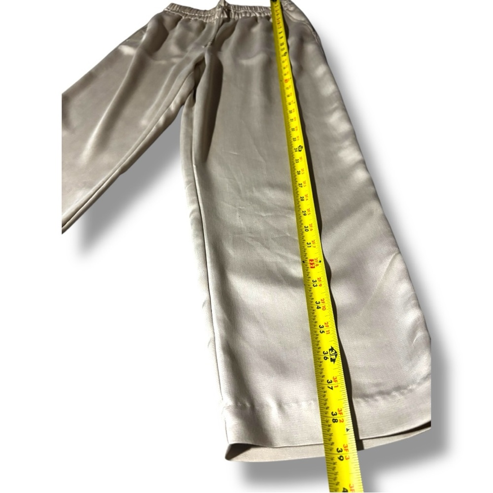 H&M Beige/Cream Soft Comfy High Drawstring Waist Satin Cropped Trousers - Picture 8 of 13